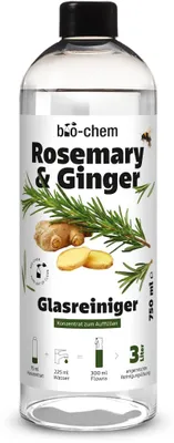 Produktbild von bio-chem Rosemary & Ginger Glasreiniger Konzentrat | Premium Fensterreiniger für streifenfreien Glanz | für Glas Spiegel Fenster Hochglanzflächen | 750 ml Konzentrat für bis zu 3 Liter Reinigungslösung