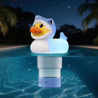 Produktbild von Chlor Dosierer Pool schwimmend Solar Design 1 Zoll Tabletten bis 4 Stück einstellbare Dosierung PP ABS Kunststoff für Pool Whirlpool Wasserpflege Dekoration