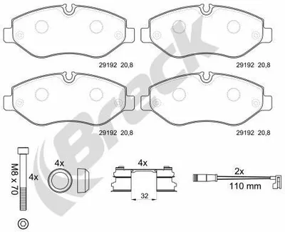 Produktbild von BRECK Bremsbeläge Satz Vorne Bremsklötze passend für MERCEDES-BENZ SPRINTER 3,5-t Kasten (906) 29192 00 703 00