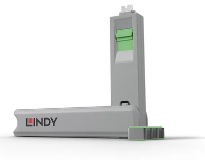 Produktbild von Lindy 40426, Schnittstellenblockierung + Schlüssel, USB Typ-C, Grün, 5 Stück(e), 10 g
