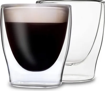 Produktbild von DUOS® Espressotassen Glas 2x80ml, Doppelwandige Gläser Latte Macchiato, Doppelwandige Kaffeegläser, Teegläser, Cappuccino Gläser, Eiskaffee Gläser Thermogläser doppelwandig, Latte Macchiato Gläser Set