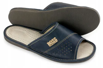 Produktbild von Nowo Herren Pantoffeln M-2060 Klassische Hausschuhe mit Leder