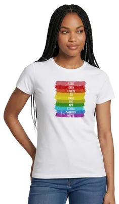 Produktbild von Spreadshirt Lebe So Dass Die AFD Was Dagegen Hätte Regenbogen Frauen T-Shirt, XXL, Weiß