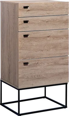 Obrázek produktu pro BELIANI Komoda se 4 zásuvkami světlé dřevo černá kovová konstrukce dřevotříska rustikální design obývací pokoj ložnice