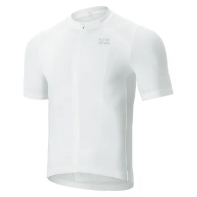 Produktbild von ROCKBROS Herren Radtrikot Kurzarm 2-in-1 atmungsaktiv schnelltrocknend Fahrradtrikot mit 3 Rückentaschen für Rennrad und MTB Weiß EU Größe L