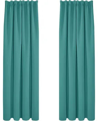 Immagine prodotto di Tende oscuranti con balza, colore turchese, set da 2, dimensioni 220x140 cm