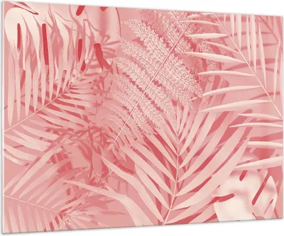 Produktbild von Bilder auf glas - Einteilig - Rosa Blätter Palmen - 100x70cm - Glasbilder - Wandbilder - Bilder - zum Aufhängen bereit - Wanddekoration aus Glas - Glas Bilder - Wandbild auf Glas - GAA100x70-4745