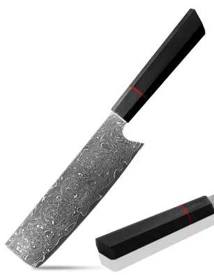 Japanisches Nakiri-Damastmesser 17 cm, VG-10 Stahl, 67 Lagen