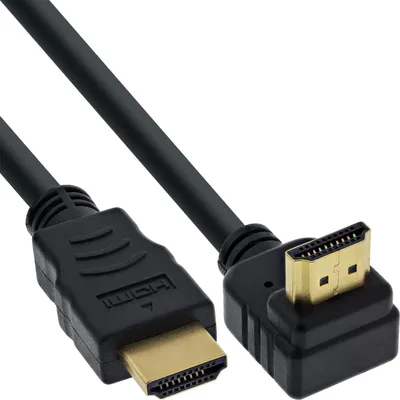 Produktbild von InLine® HDMI HS Kabel, gewinkelt, mit Eth., ST / ST, verg. Kont., schwarz, 15m