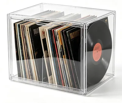 Stapelbare Kunststoffbox 45x33x33 cm, transparent, Magnetverschluss
