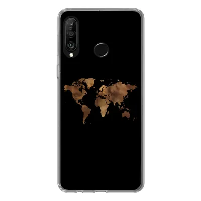 Produktbild von MuchoWow® Handyhülle Schutzhülle Hülle für Huawei P30 Lite Weltkarte - Stoff - Karte Silikon Softcase Handy Hülle - Handyhülle