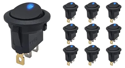 Produktbild von ProRide Wippschalter KCD2-12, rund, 12 V/20 A, blaue LED, 10 Stück