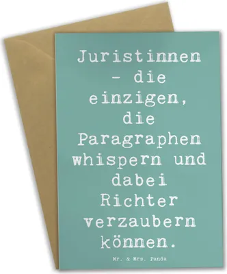 Produktbild von Mr. & Mrs. Panda Grußkarte Spruch Juristin Zauber - Meeresbrise - Geschenk, Anwältin, justiziell, Berufe, einladungskarten, personalisierte Geschenke, weihnachtskarten
