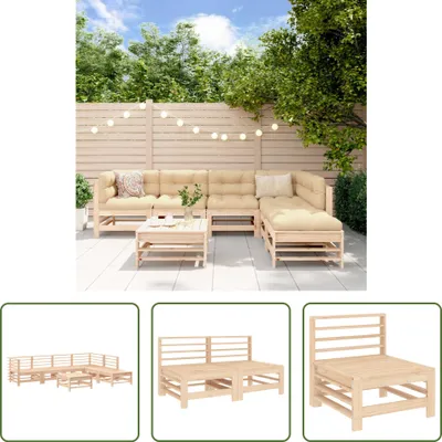 Produktbild von The Living Store 7-tlg. Garten-Lounge-Set Massivholz Kiefer