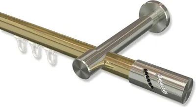 Produktbild von Interdeco Innenlaufstange, Gardinenstange mit Innenlauf Messing-Optik / Edelstahl-Optik Modell Prestige Zoena, 20 mm Ø 1-läufig, 400 cm (geteilt)