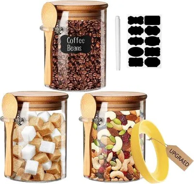 Obrázek produktu pro Skleněné nádoby na potraviny – vzduchotěsné víčko – 3 kusy