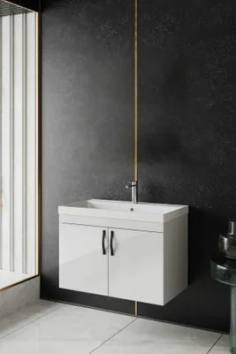 Produktbild von Skye Decor, Hochwertiger Badschrank mit Waschbecken, 80 cm, Weiß, 100% Melamin