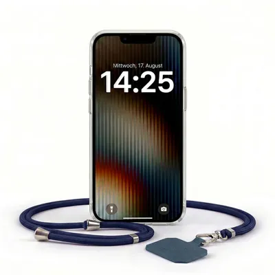 Produktbild von Handyhülle für Apple iPhone 13 Pro mit Handykette Band in Blau Kordel Hülle Case Schutzhülle Transparent