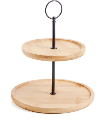Imagen del producto de Estante de bambú moderno para la cocina, plato decorativo, diámetro 20/15 cm, altura 23,5 cm, color natural, 1 unidad.