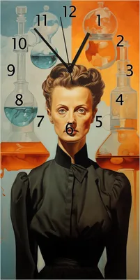 Produktbild von Wallario Design Wanduhr bedruckt, Größe 30 x 60 cm, Motiv: Visionäre Chemikerin