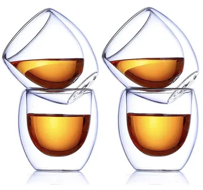 Productafbeelding van Isolatiebekers, set van 4, 80 ml, dubbelwandig, hittebestendig, geschikt voor warme en koude dranken