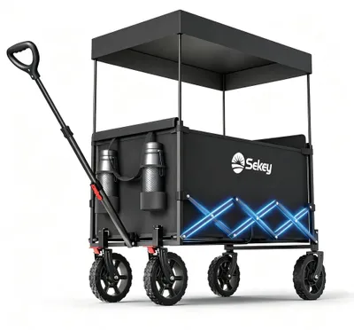 Produktbild von Sekey XXL Bollerwagen Faltbar Kinder S4018 150L 150KG, Handwagen mit Dach