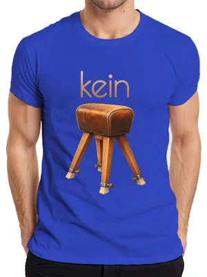 Productafbeelding van Grappige tekst voor een heren T-shirt, blauw, maat M: "Geen zin", "Gymnastiek", "Sarkastisch"