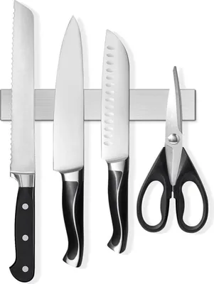 Image de Barre magnétique Couteau Autocollant 25cm Acier inoxydable Fortement magnétique - Porte-couteaux Ustensiles de cuisine