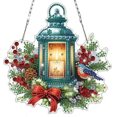 Immagine prodotto di Ciondolo per Diamond Painting 5D, decorazione natalizia, immagine da appendere alla finestra, set per creare con le candele, adatto per adulti e bambini