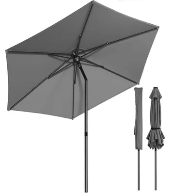 Produktbild von VOUNOT® VOUNOT® Sonnenschirm 270 cm knickbar UV 50+ Sonnenschutz Gartenschirm Balkonschirm Grau