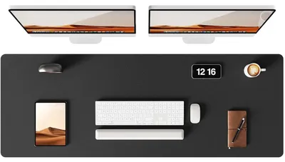 Immagine prodotto di Tappetino da scrivania in pelle, dimensioni 120x43 cm, poggiapolsi XXL, antiscivolo, nero