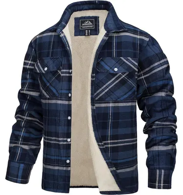 Produktbild von Herren Fleece Thermohemd Warm Flanellhemd L Blau Grau