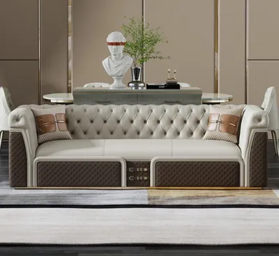 Produktbild von Sofa Dreisitzer Couch Stil Modern Polster Chesterfield Leder Couchen 3 Sitzer
