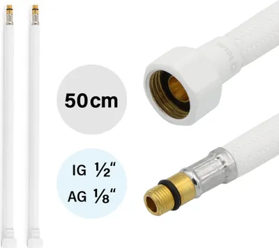 Zdjęcie produktu dla 2x wąż elastyczny DN8 IG 1/2"-M10x1 500mm biały i biały matowy