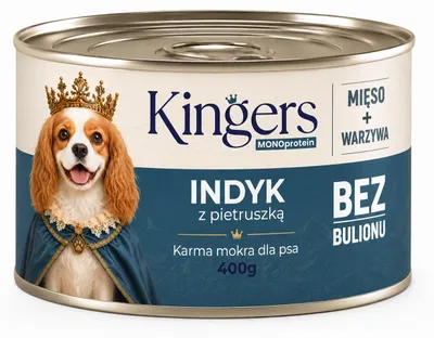 Zdjęcie produktu dla KINGERS Indyk z pietruszką 400 g karma mokra dla psa, Obraz wygenerowany przez AI