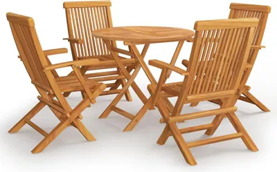 Produktbild von vidaXL 5-tlg. Garten-Essgruppe Massivholz Teak