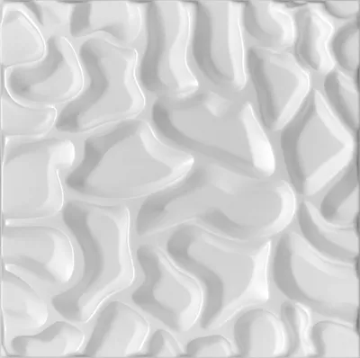A close-up, abstract view of a white textured surface, likely a wall or ceiling panel.