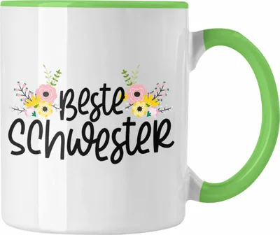 Produktbild von Trendation - Beste Schwester Tasse Geschenk Schwesterherz Lustiger Spruch Geburtstag Schwester (Grün)