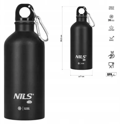 Produktbild von NILS CAMP NC3801 Edelstahl Trinkflasche Schwarz 550ml