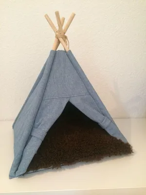 Obrázek produktu pro animal-design Tipi stan LÁTKA Džínový vzhled malí psi a kočky Psí pelíšek Kočičí pelíšek Kočičí domeček Psí doupě s hranatým vchodem