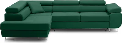 Produktbild von RIGATTO - Ecksofa mit Schlaffunktion, Bettkastem, Komfort und Still, dunkelgrün