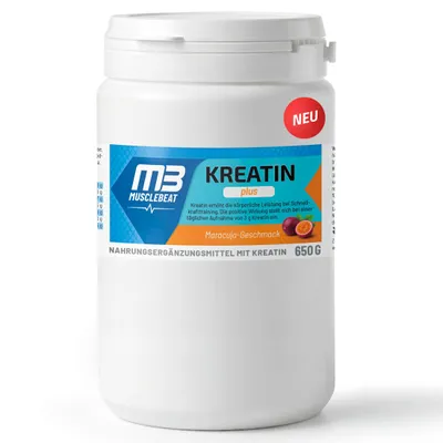 Produktbild von Musclebeat Plus Kreatin Pulver Maracuja-Geschmack, vegan, 650 g