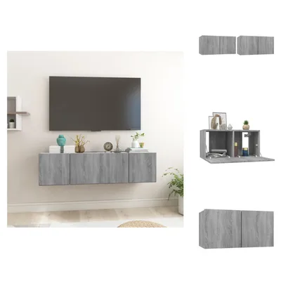 Produktbild von vidaXL TV-Wandschrank Grau Sonoma 2 Stk. 60x30x30 cm Holzwerkstoff - TV-Möbel