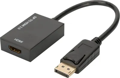 Produktbild von DIGITUS Aktives DisplayPort auf HDMI Konverter  20cm gold schw.