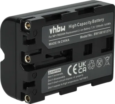 Produktbild von vhbw Akku Ersatz für Sony NP-FM500H für Kamera (1200 mAh, 7,2 V, Li-Ion)