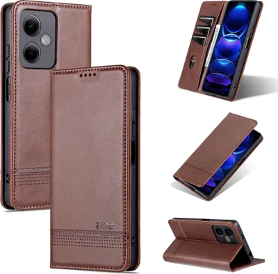 Obrázek produktu pro Kožené pouzdro pro Xiaomi Redmi Note 12 5G, skládací peněženkové pouzdro s magnetickým uzávěrem a stojánkem Káva
