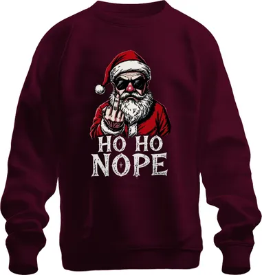 Immagine prodotto di HO HO NOPE Babbo Natale dito medio sarcastico divertente pullover felpa unisex, Borgogna, M