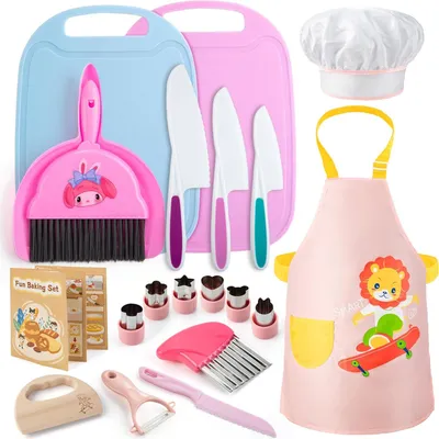 Produktbild von Delige Kinder Küchenmesser Set - Wiederverwendbare Kindermesser - Sicheres Kindermesser Ab 3 Jahren - Gemüse oder Obst Schneiden und Kochen - Kleinkindermesser