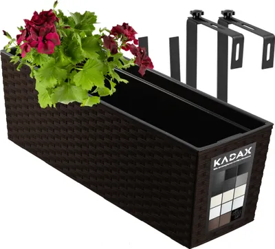 Produktbild von KADAX Blumentopf mit Einsatz "Murano", 56 cm, Mit Halterungen, Rattanmuster, Mokka
