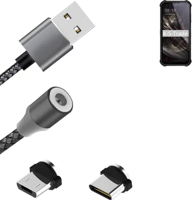 Produktbild von K-S-Trade Hochwertiges Magnet-Lade-kabel Sync-Kabel Daten-Kabel für Oukitel WP19 mit USB-Typ-C-Anschluss und Micro-USB-Anschluss 2A bis zu 480mbps